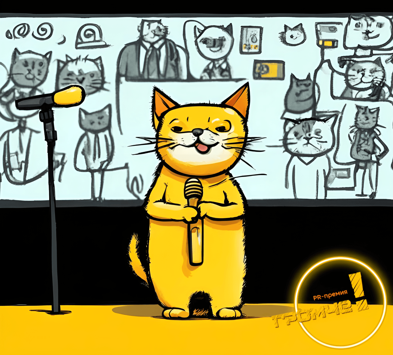 Нейросеть нарисовала котика с микрофоном