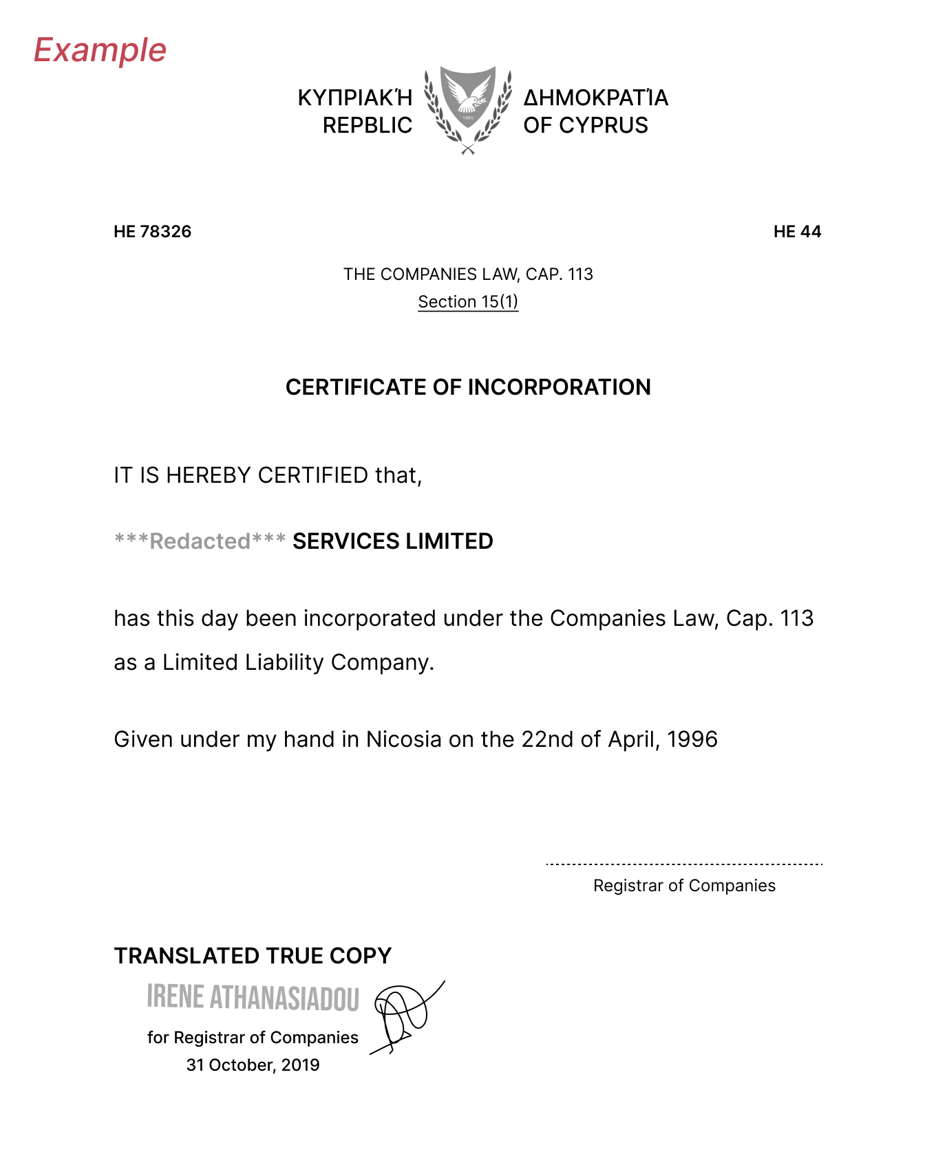 Документы для регистрации компании на Кипре