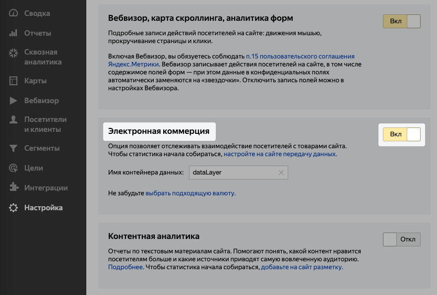 Аналитика интернет-продаж в Яндекс.Метрике