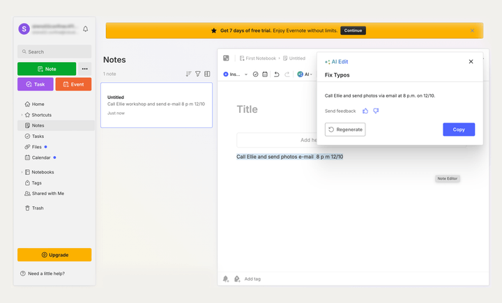 ИИ-помощник в приложении Evernote