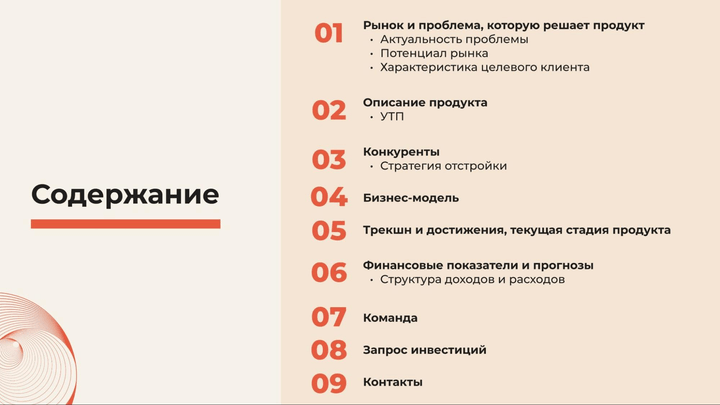 Структура питч-дека, инвестиционной презентации стартапа