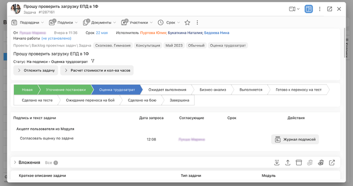 Задача из бэклога в BPM-системе