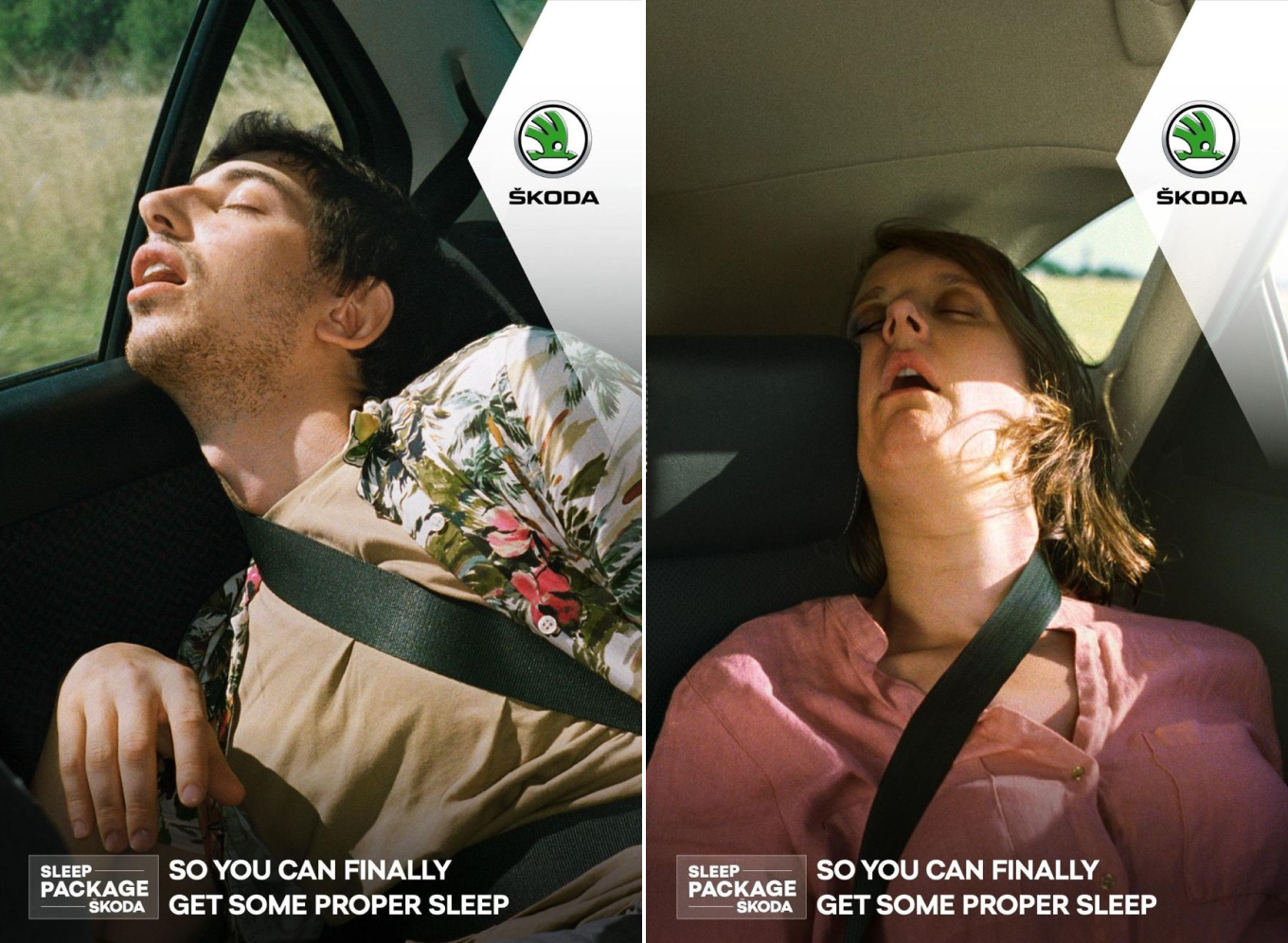 Реклама Škoda с автомобилями для сна
