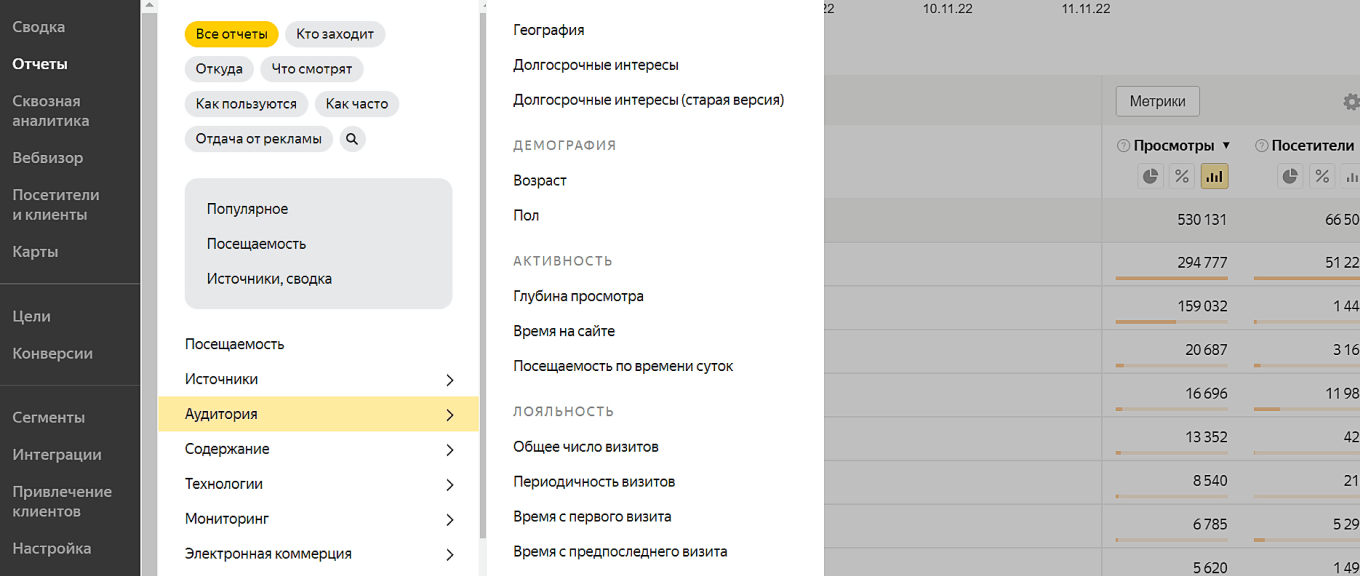 Как посмотреть параметры аудитории в Яндекс Метрике