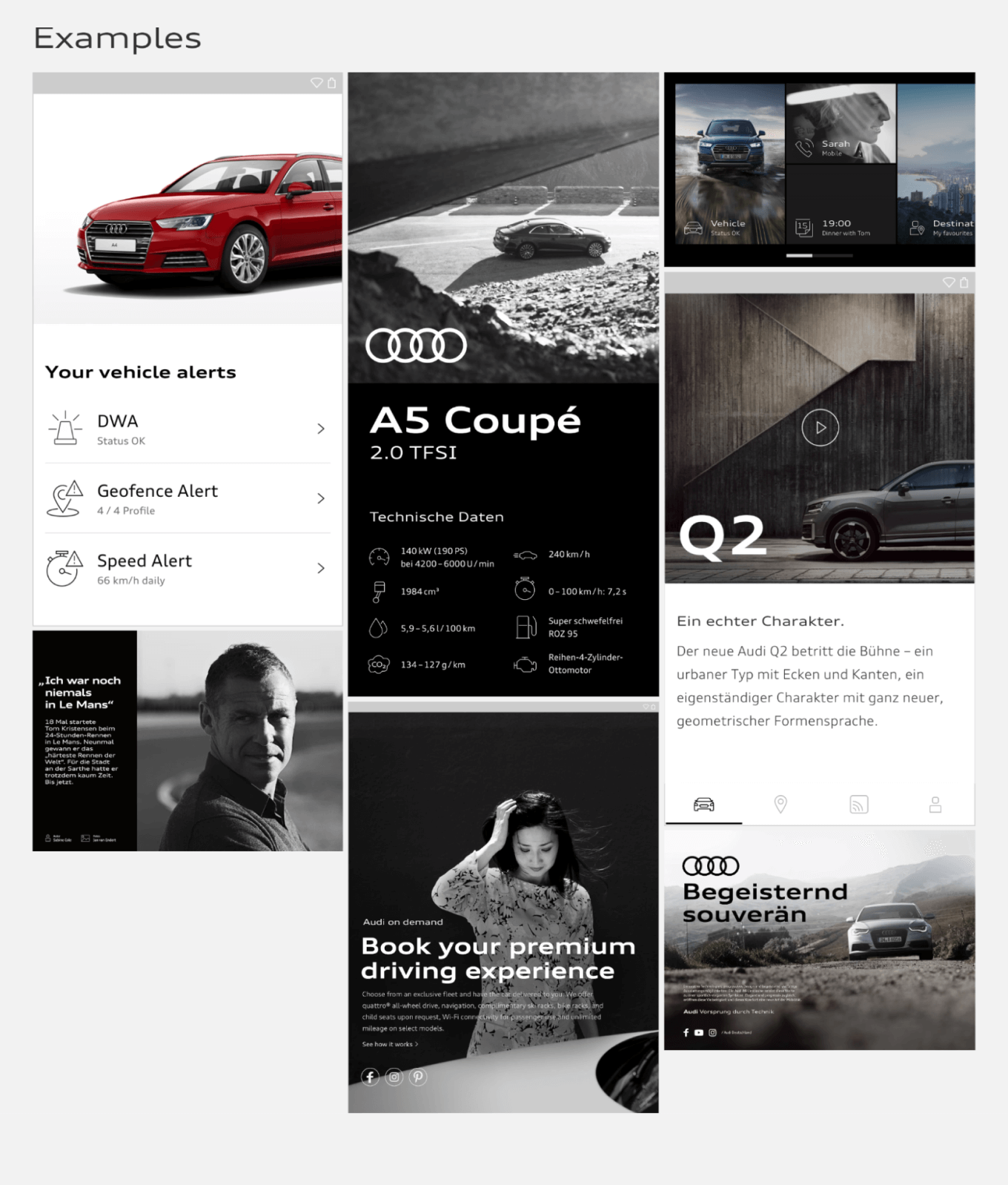 Примеры использования иконок в гайдлайне Audi 