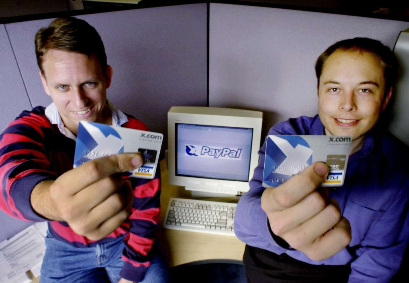 Питер Тиль и Илон Маск в конце 1990-х