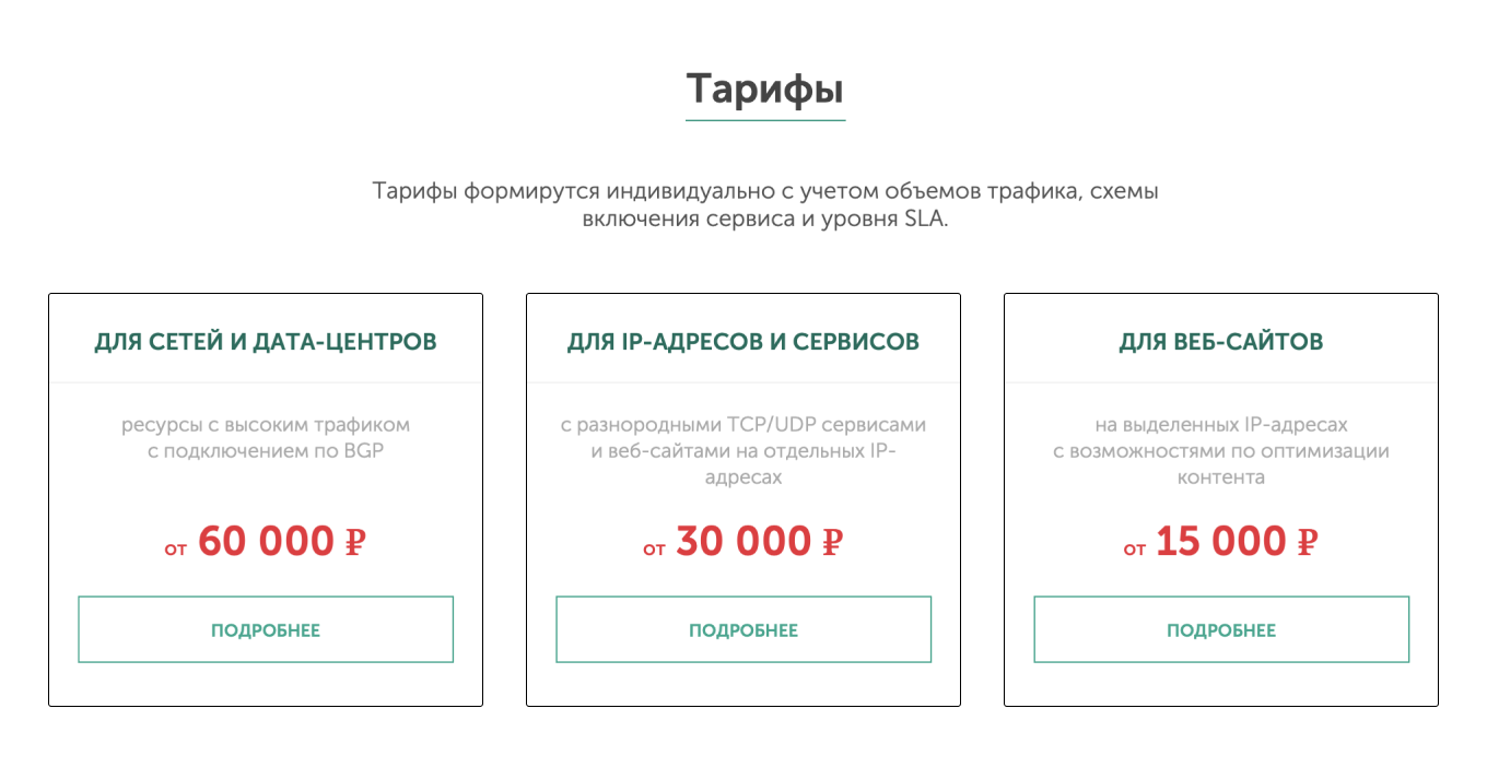 Тарифы «Лаборатории Касперского» по защите бизнеса от DDoS-атак